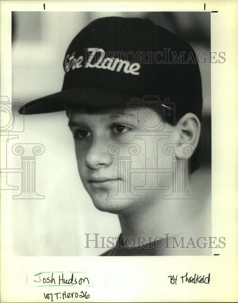 1991 Press Photo Josh Hudson in a Notre Dame cap - nos17954- Historic Images