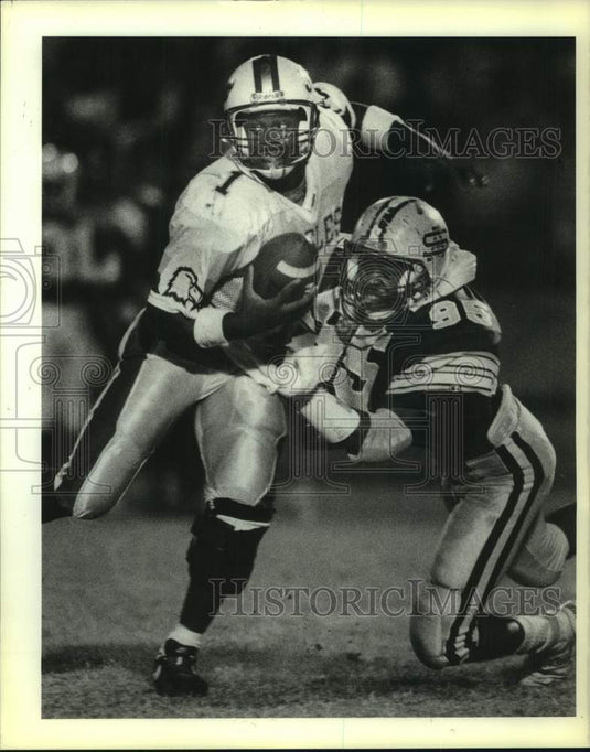1989 Press Photo Football - Shaw's Vance Joseph & St. Augustine's Chris Cowart- Historic Images