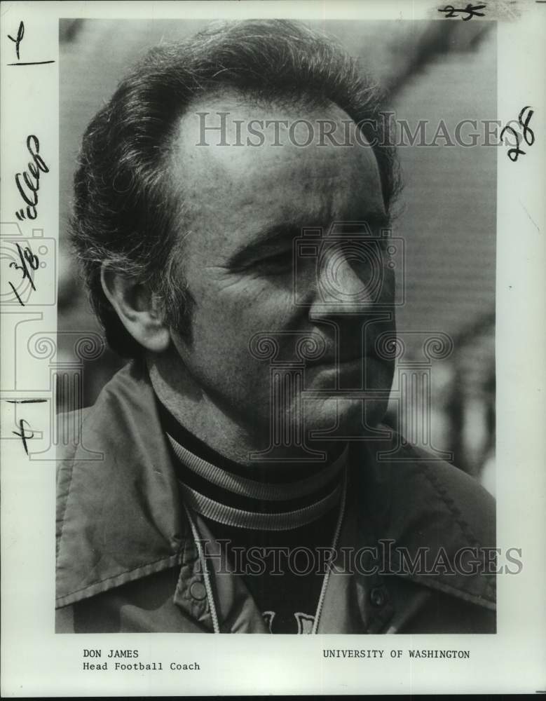 1980 Press Photo Washington college football coach Don James - nos18159- Historic Images