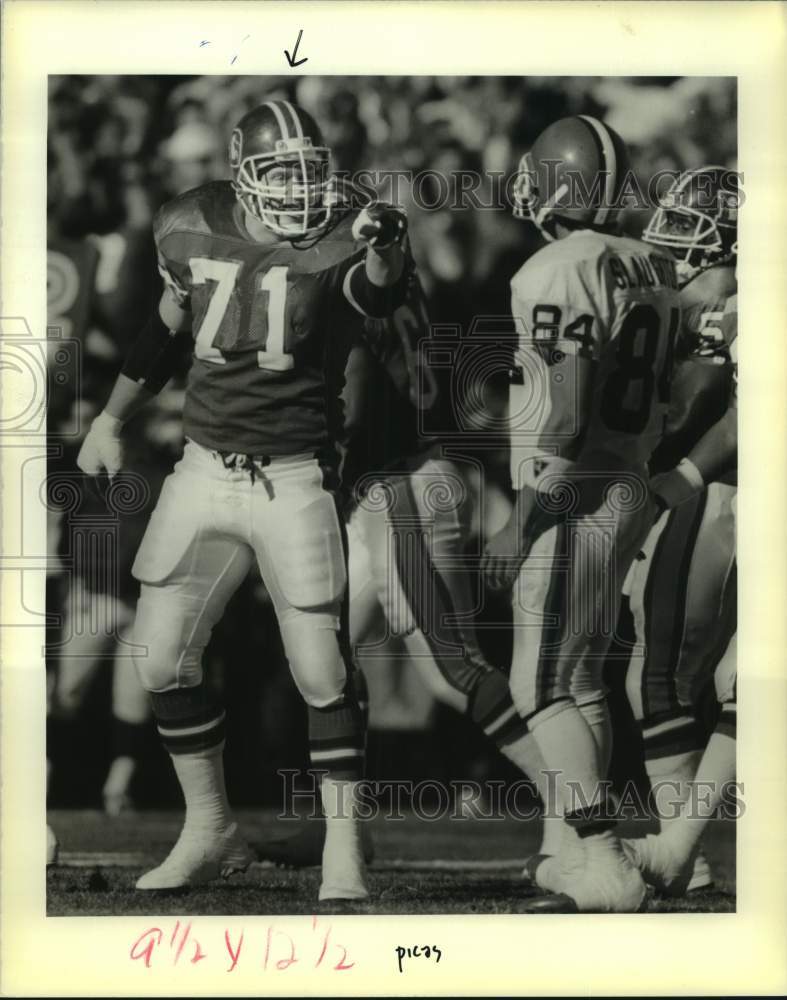 1990 Press Photo Denver Broncos football player Greg Kragen vs. Cleveland- Historic Images