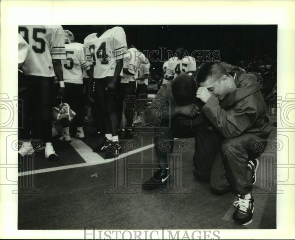 Press Photo High school football players on the sideline - nos18243- Historic Images