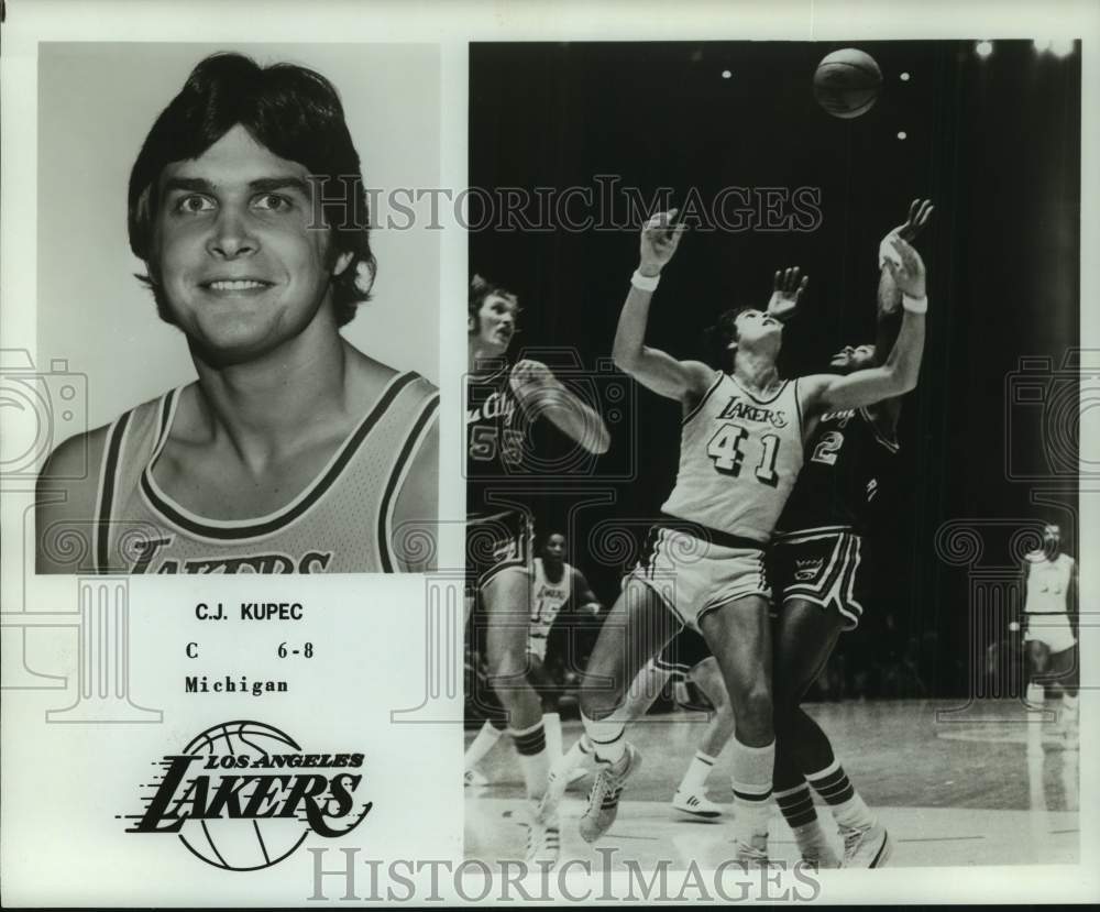 1977 Press Photo Los Angeles Lakers basketball player C.J. Kupec - nos18269- Historic Images