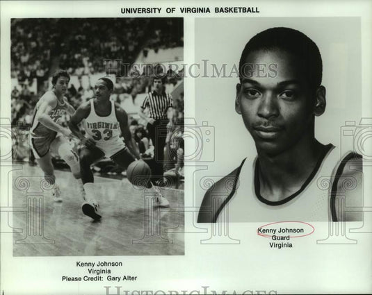 1985 Press Photo Virginia college basketball player Kenny Johnson - nos18513- Historic Images