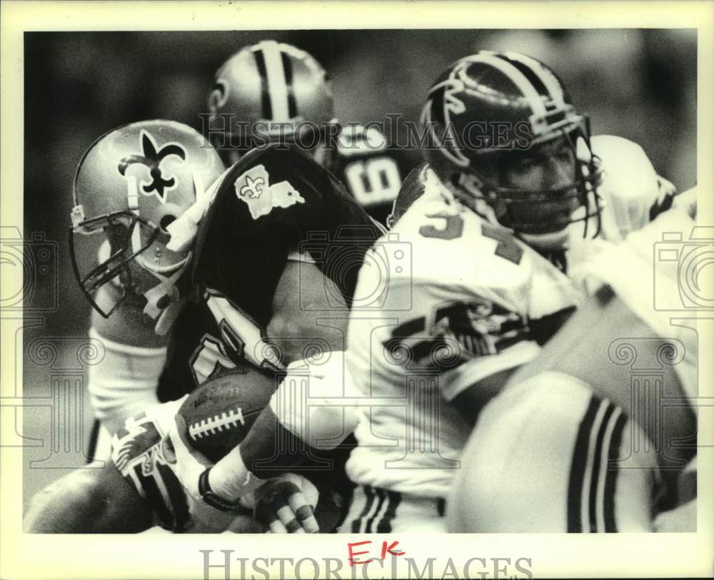 1988 Press Photo New Orleans Saints football player Burford Jourdan vs. Atlanta- Historic Images