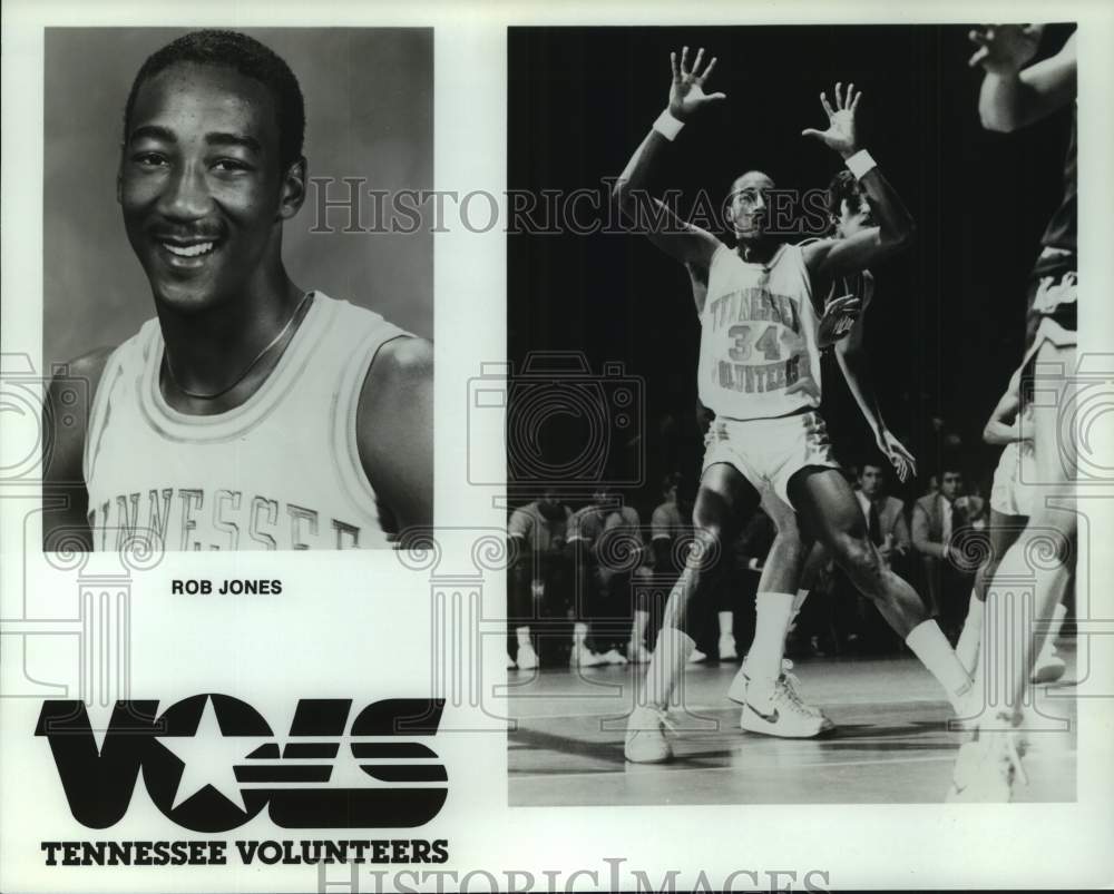 1986 Press Photo Tennessee college basketball player Rob Jones - nos18681- Historic Images