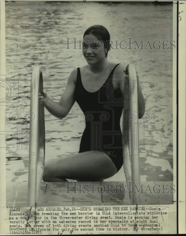 1973 Press Photo UCLA college diver Susie Kincade - nos19136- Historic Images