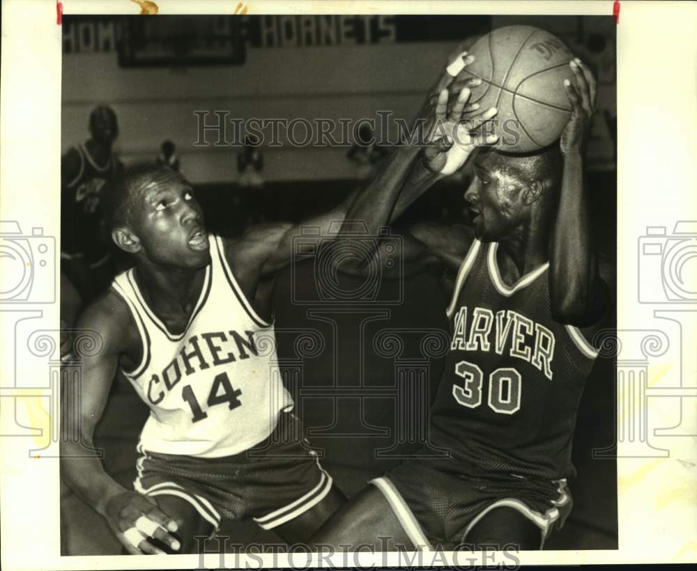 1988 Press Photo Basketball - Cohen&#39;s Frank Jackson &amp; Carver&#39;s Rodney Francis- Historic Images