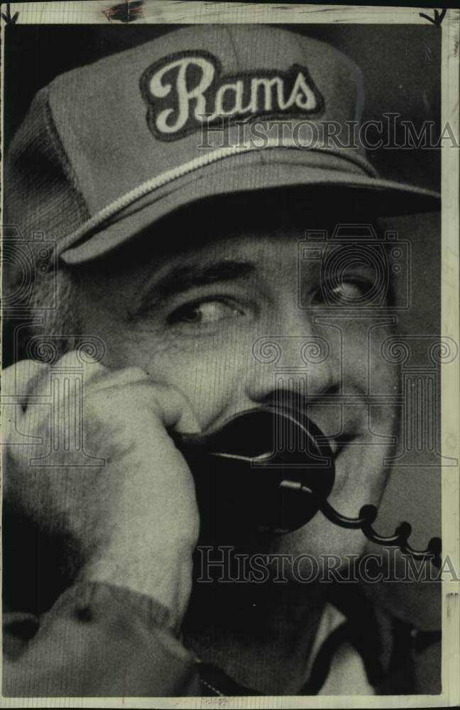 1974 Press Photo Los Angeles Rams Coach Chuck Knox on the Phone - nos19361- Historic Images