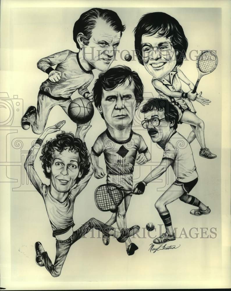 Press Photo Tennis star Billie Jean King and other public figures who exercise