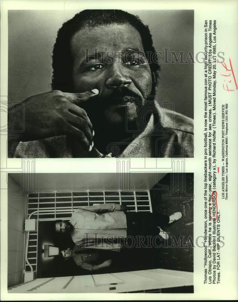 1985 Press Photo Former pro football player THomas Henderson in prison- Historic Images