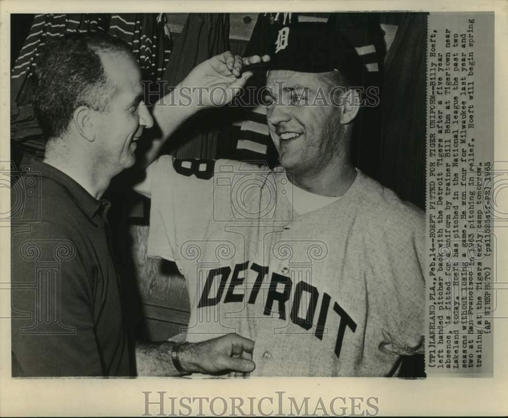 1965 Press Photo Detroit Tigers baseball pitcher Billy Hoeft and Bill Behm- Historic Images