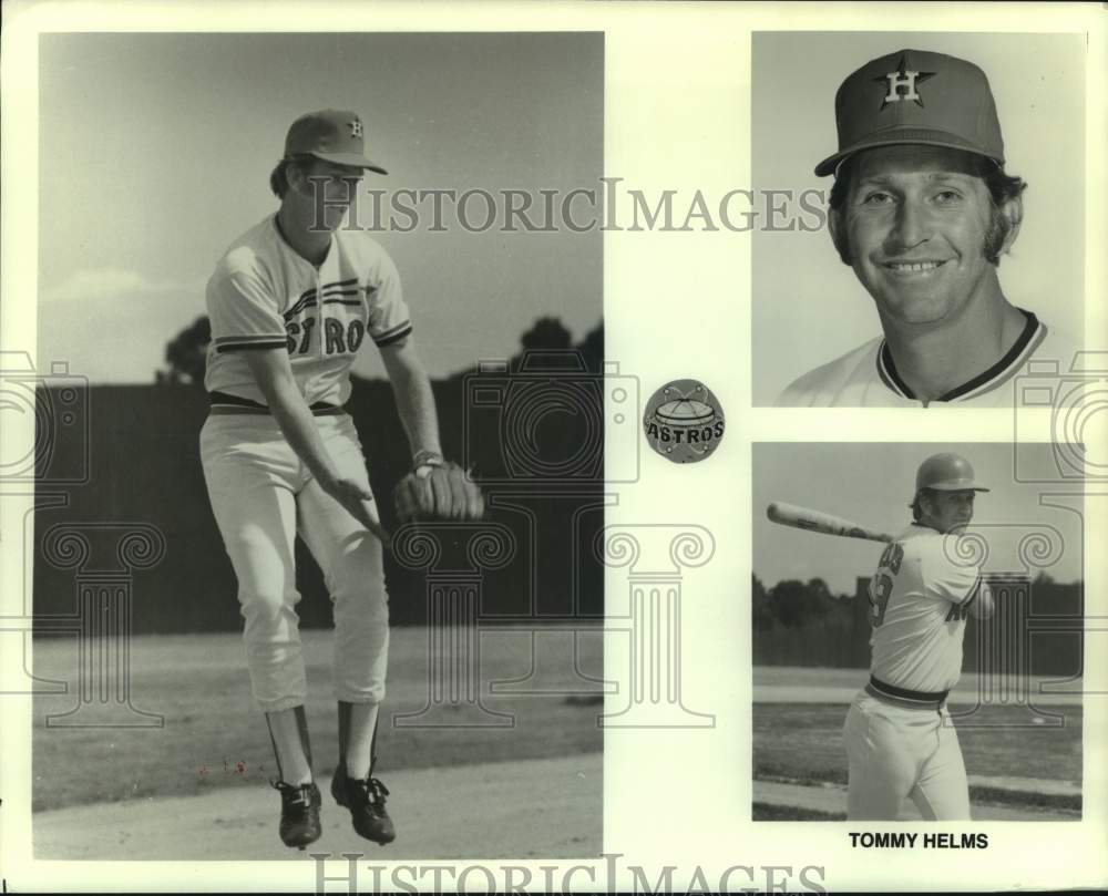 1974 Press Photo Three photos of Houston Astros baseball player Tommy Helms- Historic Images