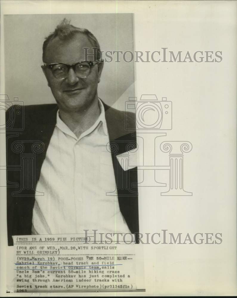 1959 Press Photo Gabriel Korobkov, head track &amp; field coach with Soviet Union- Historic Images