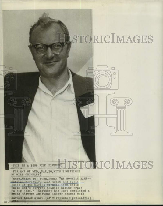 1959 Press Photo Gabriel Korobkov, head track & field coach with Soviet Union- Historic Images