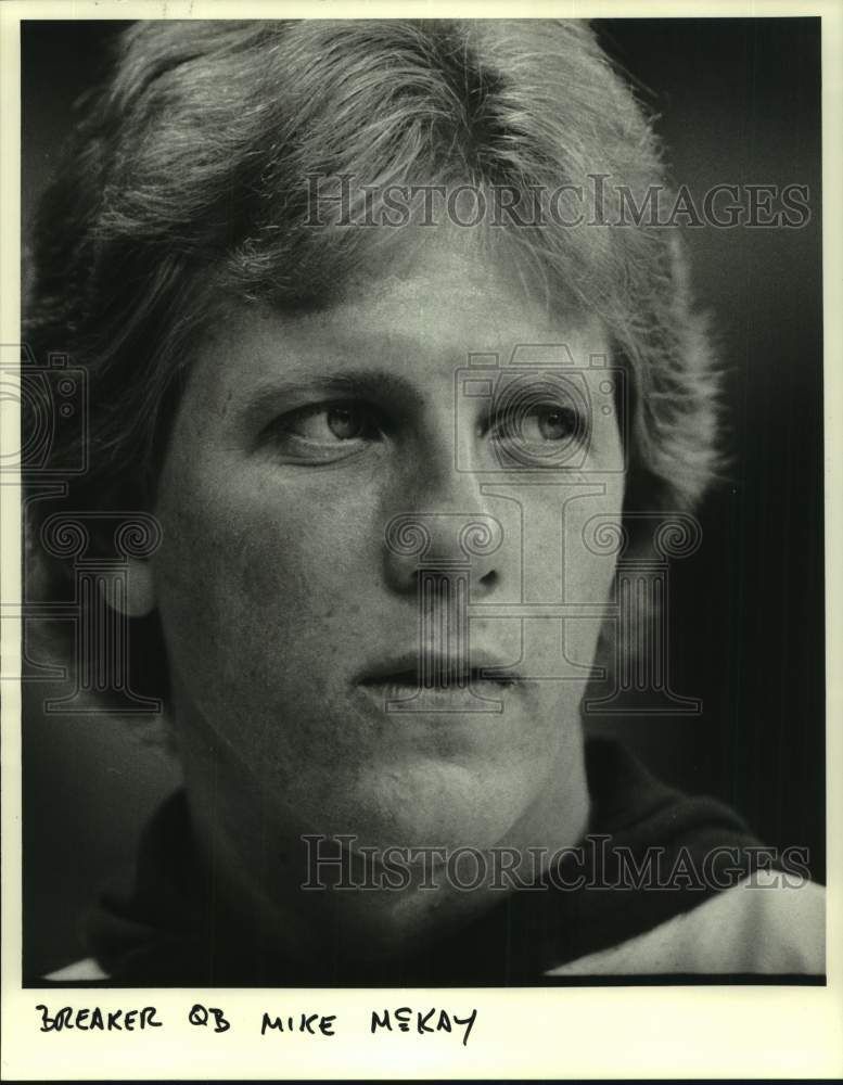 Press Photo Close-up of Breaker football quarterback Mike McKay - nos21918- Historic Images