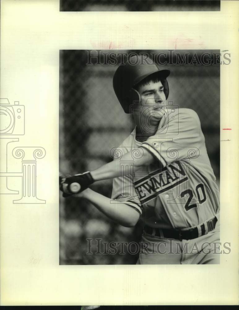 1990 Press Photo Newman High baseball player Petey Mathews vs. Belle Chasse- Historic Images