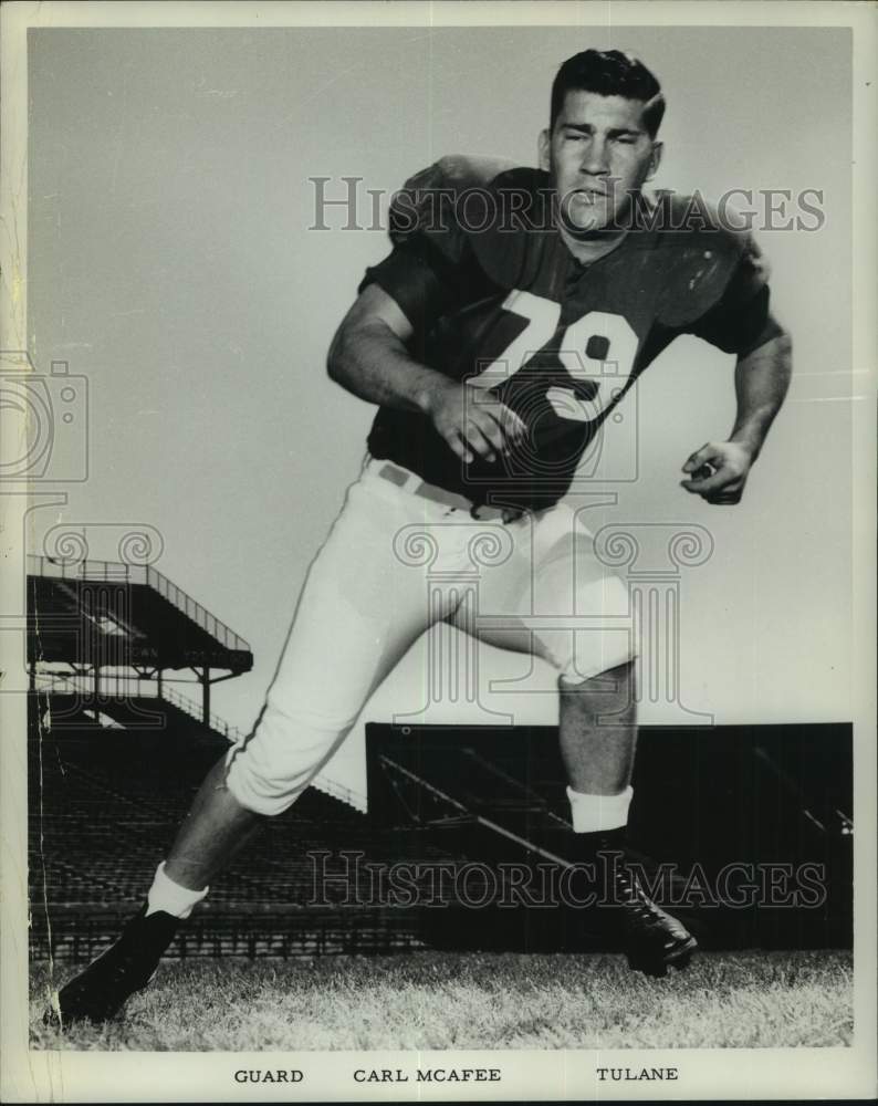 1960 Press Photo Football - Carl McAfee, Guard for Tulane - nos22469- Historic Images