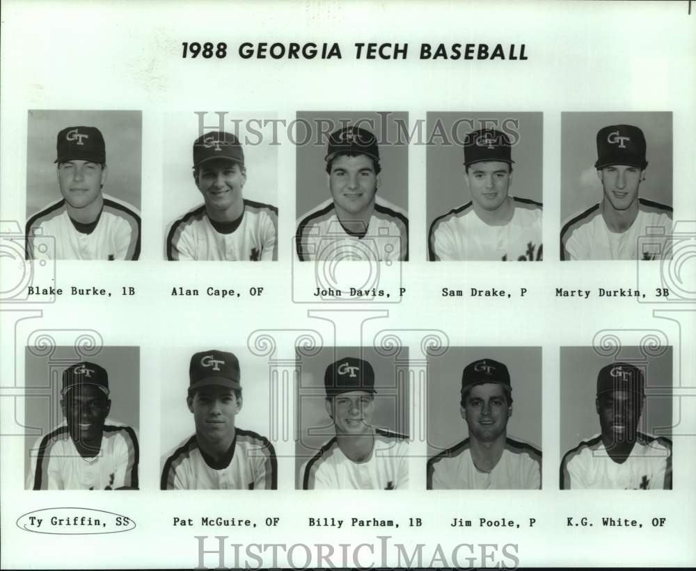 1988 Press Photo Georgia Tech college baseball head shots - nos22561- Historic Images