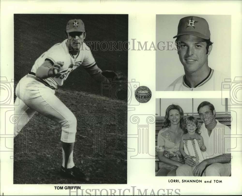 1975 Press Photo Promo card for Houston Astros baseball player Tom Griffin- Historic Images