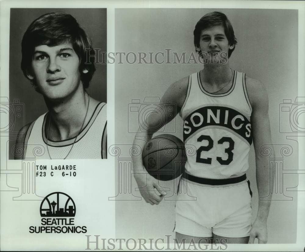 1979 Press Photo 2 photos of Seattle Supersonics basketball player Tom Lagarde- Historic Images