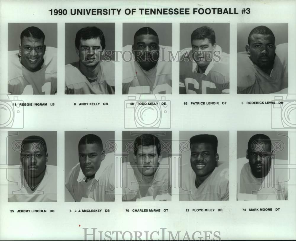 1990 Press Photo Tennessee college football head shots - nos22860- Historic Images