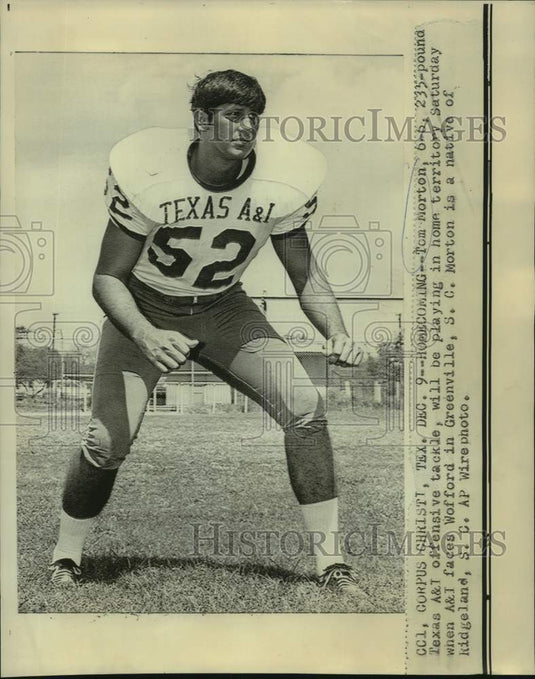 1970 Press Photo Texas A&M football offensive tackle Tom Morton during practice- Historic Images