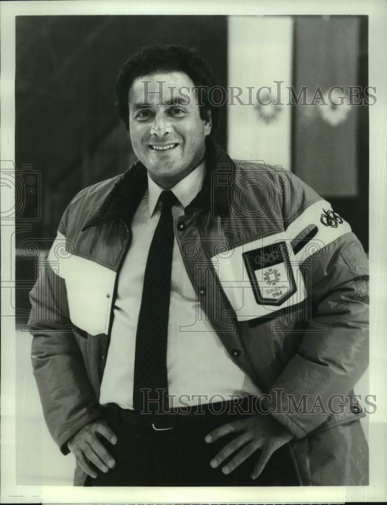 1984 Press Photo ABC Olympic hockey sportscaster Al Michaels - nos23323- Historic Images