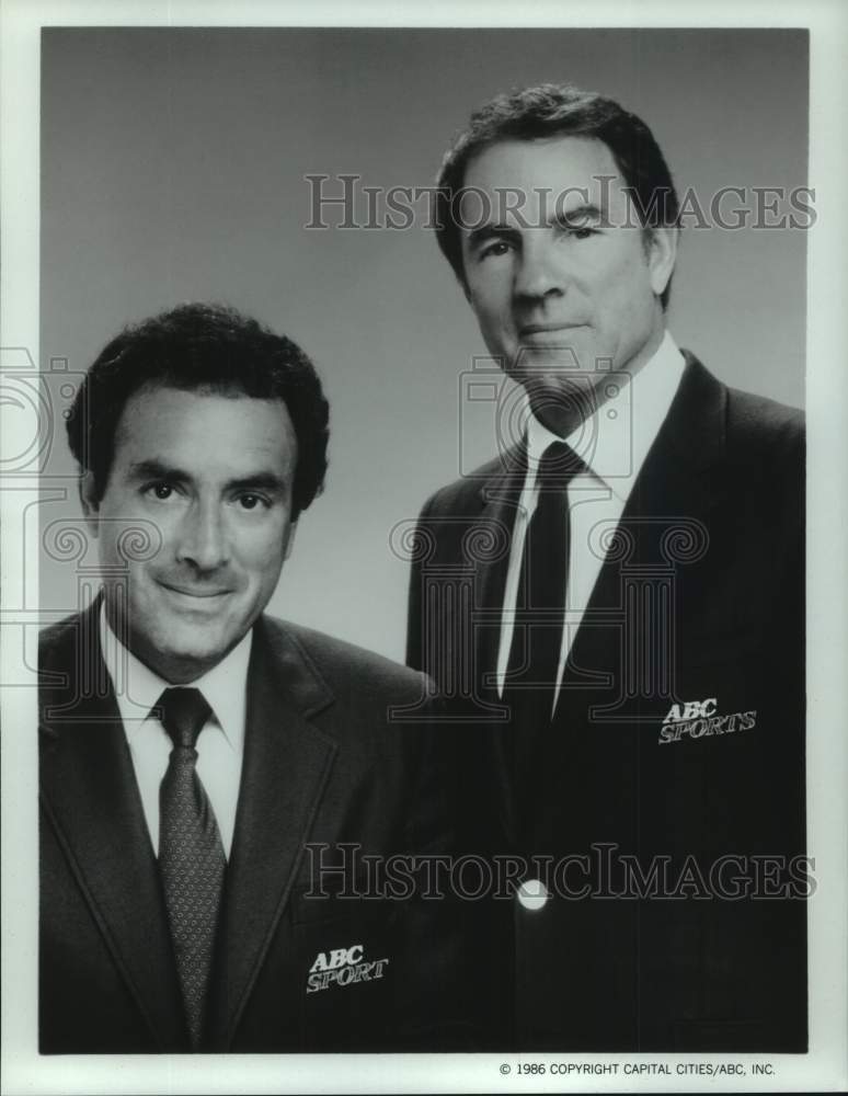 1986 Press Photo ABC football broadcasters Al Michaels and Frank Gifford- Historic Images