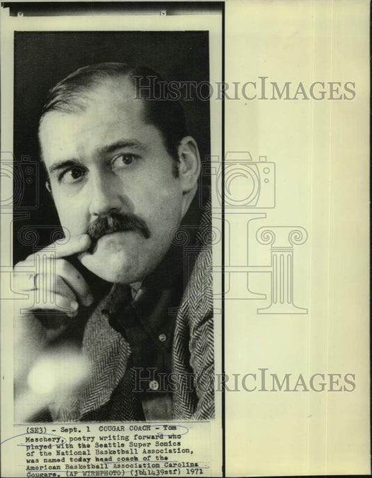 1971 Press Photo Carolina Cougars basketball coach Tom Meschery - nos23453- Historic Images