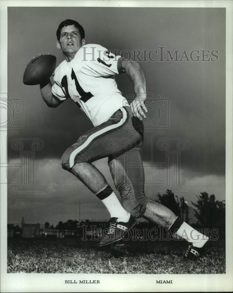 1967 Press Photo Miami football player Bill Miller - nos23584- Historic Images