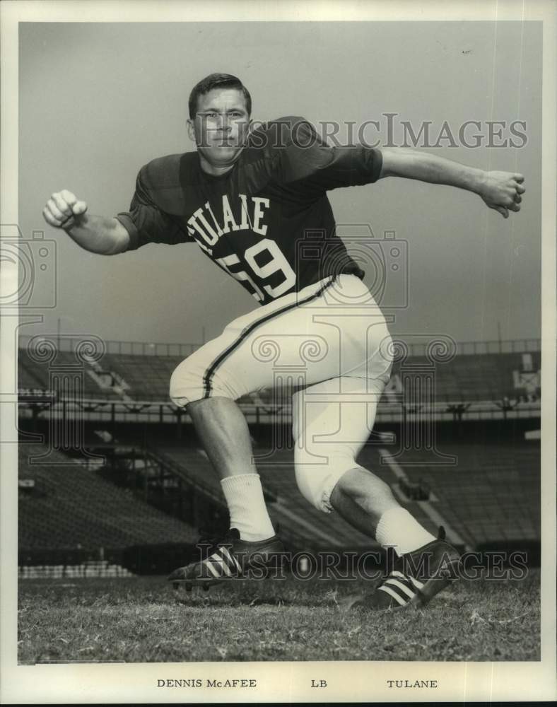 1968 Press Photo Tulane football linebacker Dennis McAfee - nos23717- Historic Images