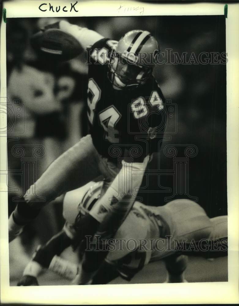 1987 Press Photo New Orleans Saints and Houston Oilers play NFL football- Historic Images