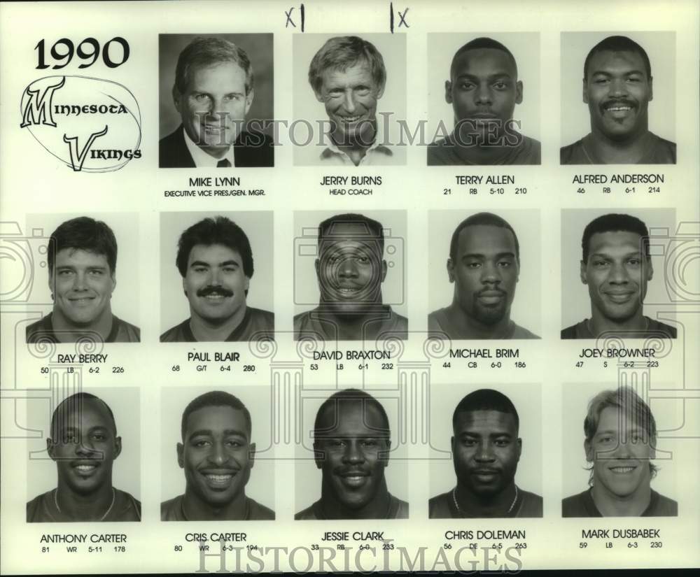 1990 Press Photo Minnesota Vikings football head shots - nos23936- Historic Images