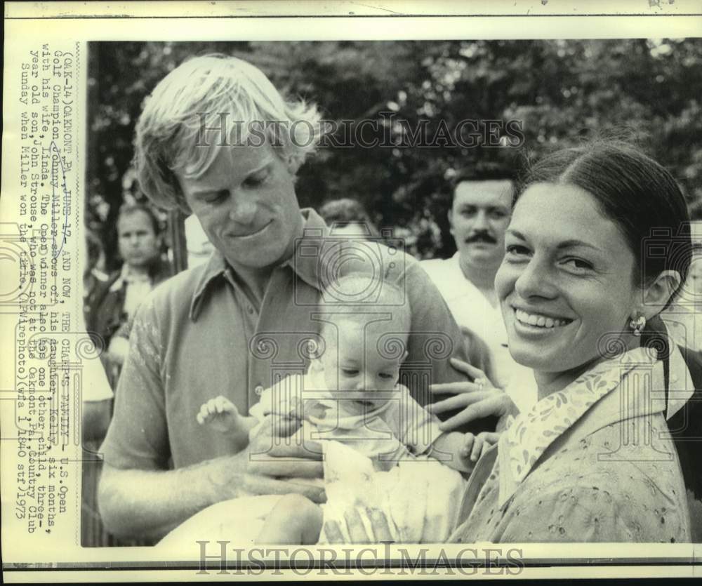 1973 Press Photo U.S. Open golf champion Johnny Miller and family at Oakmont- Historic Images