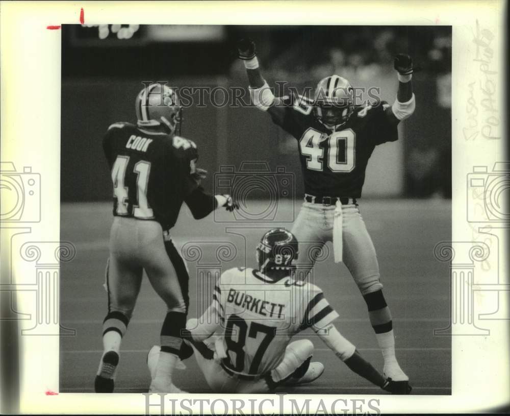 1989 Press Photo New Orleans Saints football player Robert Massey vs. Jets- Historic Images