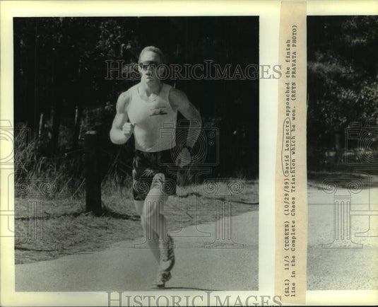 1989 Press Photo Complete Chaos Triathlon winner David Longacre - nos24426- Historic Images