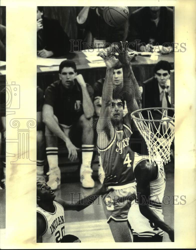 1987 Press Photo Syracuse basketball player Rony Seikaly vs. Indiana - nos25253- Historic Images