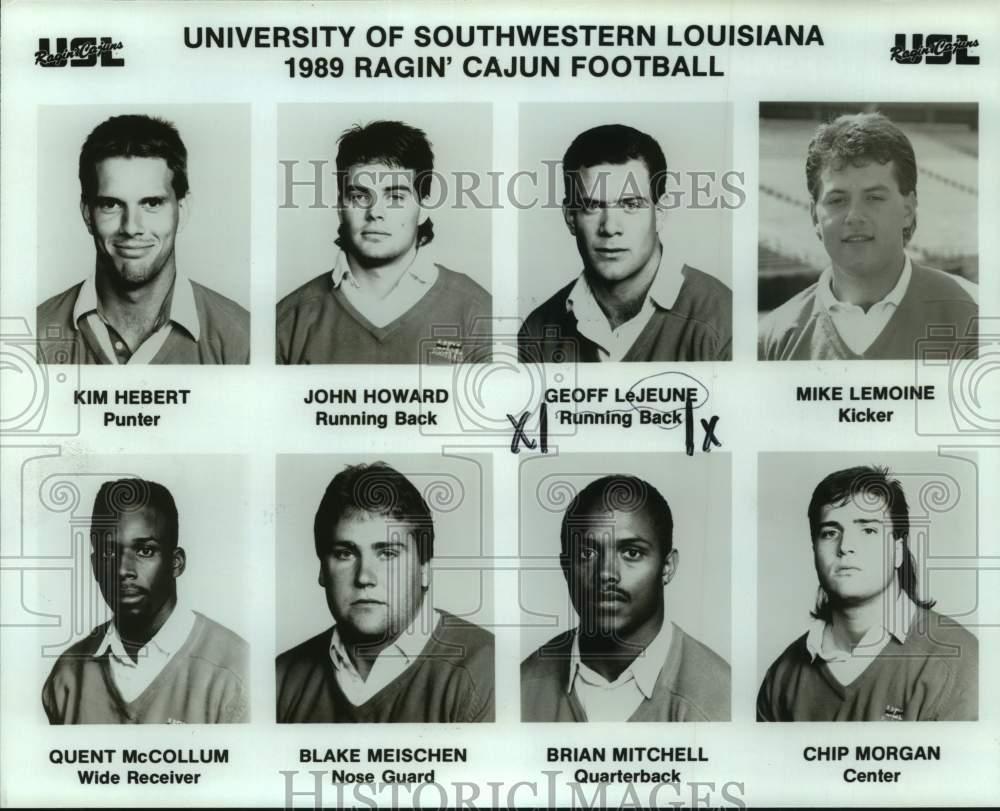 1989 Press Photo Southwestern Louisiana college football head shots - nos25399- Historic Images