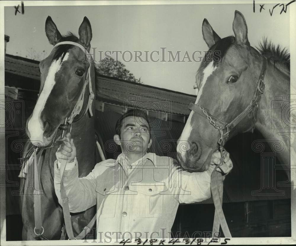 1978 Press Photo Horse Racing - Trainer Billy Fox with Si Cima &amp; Dragon Tamer- Historic Images