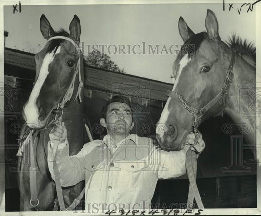 1978 Press Photo Horse Racing - Trainer Billy Fox with Si Cima & Dragon Tamer- Historic Images