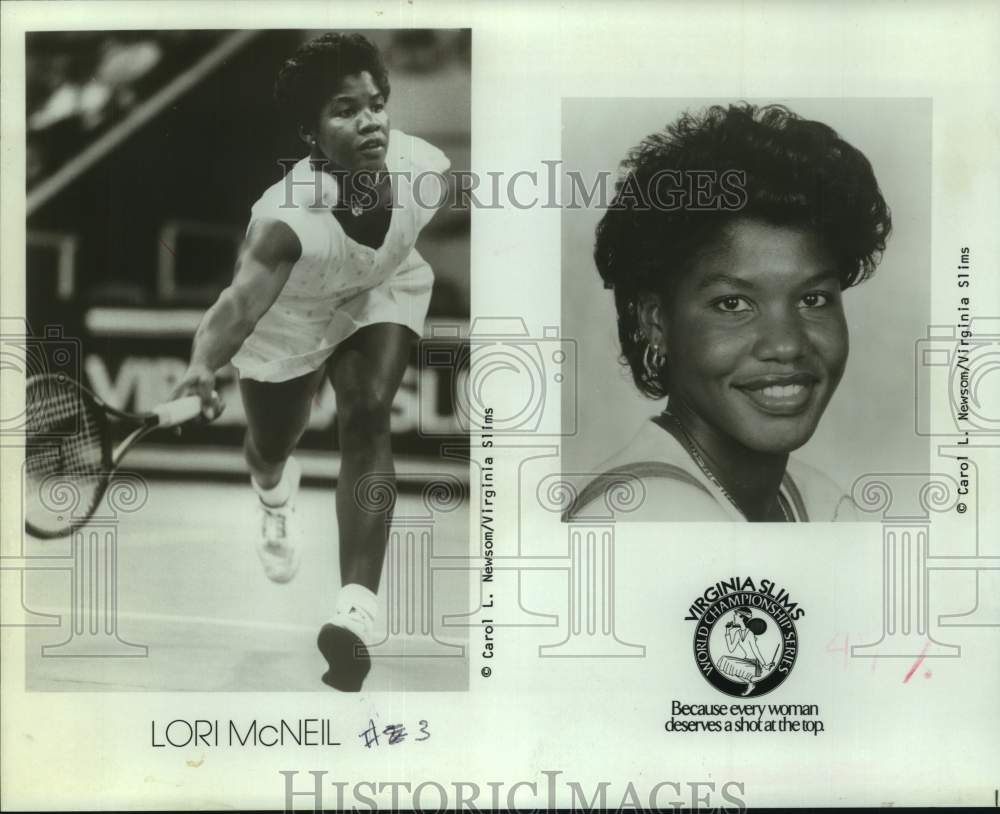 1988 Press Photo 2 promo photos of tennis player Lori McNeil for Virginia Slims- Historic Images