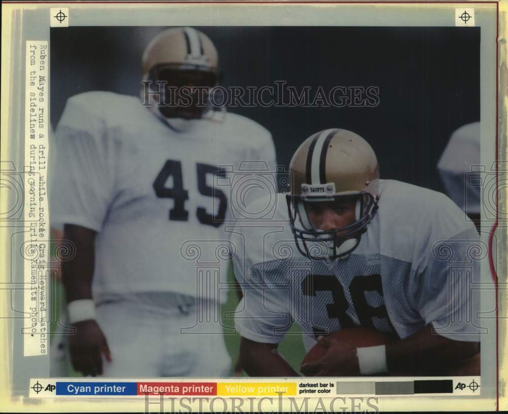 1988 Press Photo New Orleans Saints football player Rueben Mayes runs a drill- Historic Images