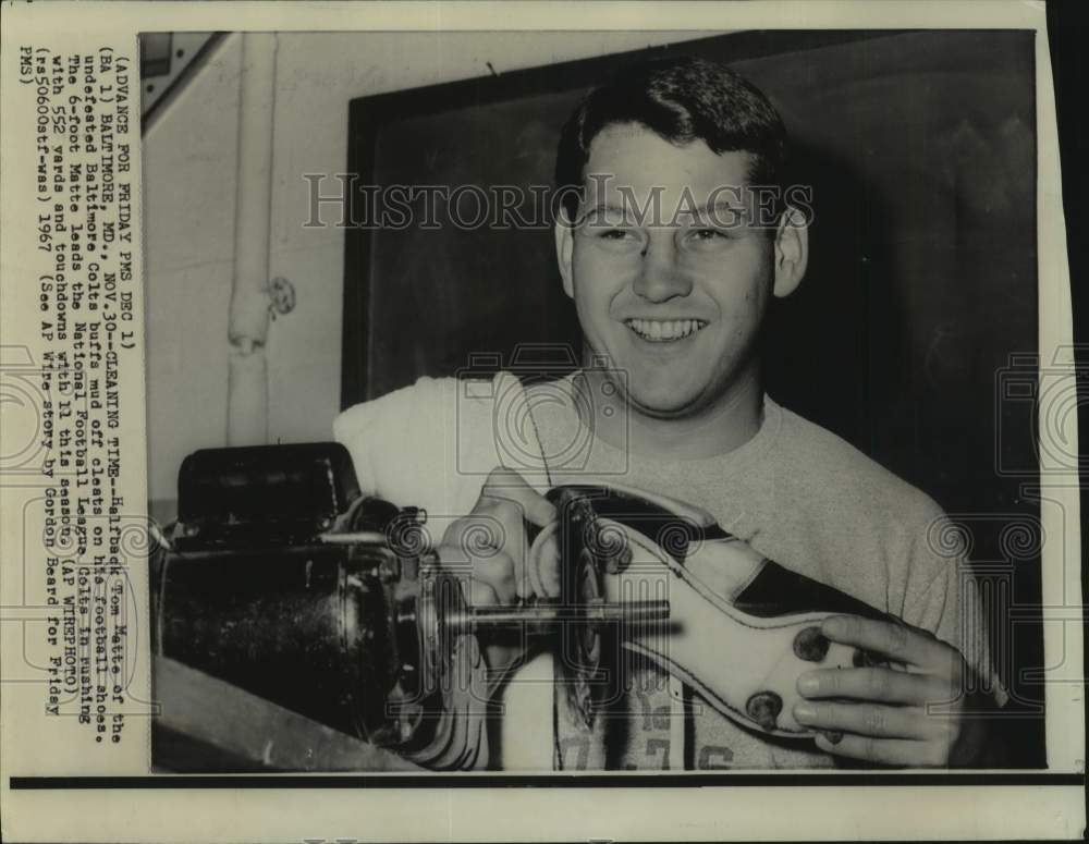 1967 Press Photo Baltimore Colts football player Tom Matte - nos25739- Historic Images