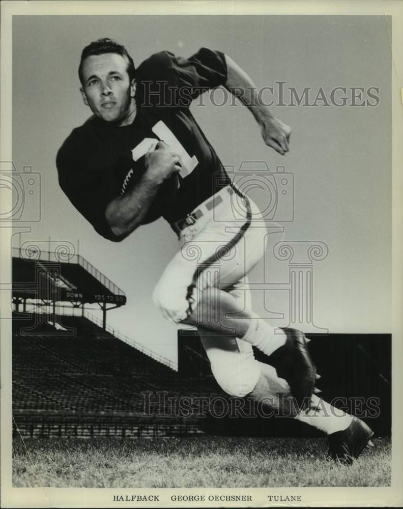 1960 Press Photo Tulane University football player George Oechsner in practice- Historic Images