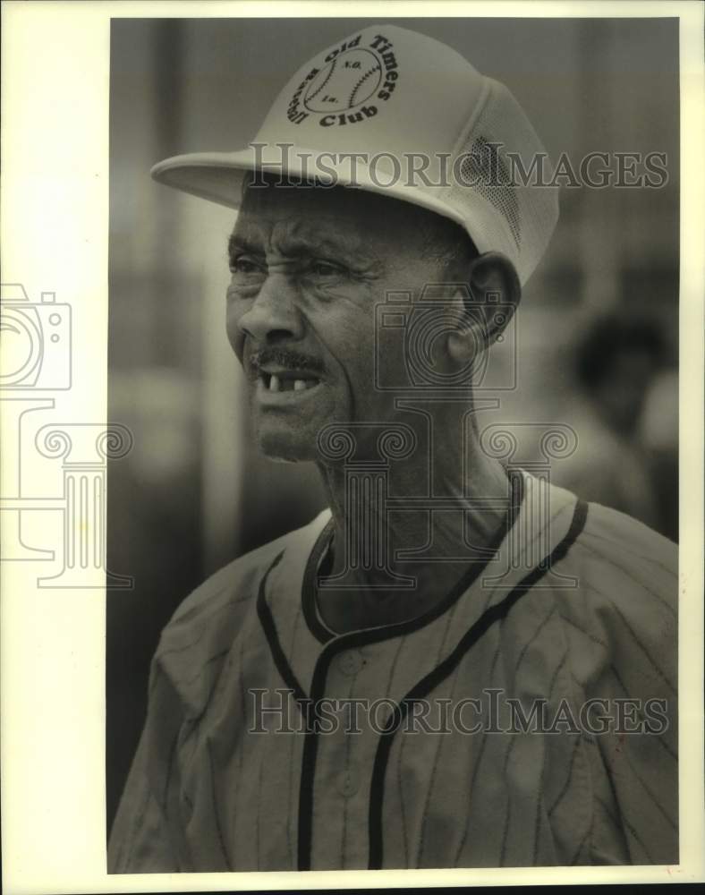 1983 Press Photo Percy Grandson coaches third base in Old-Timers Baseball game- Historic Images