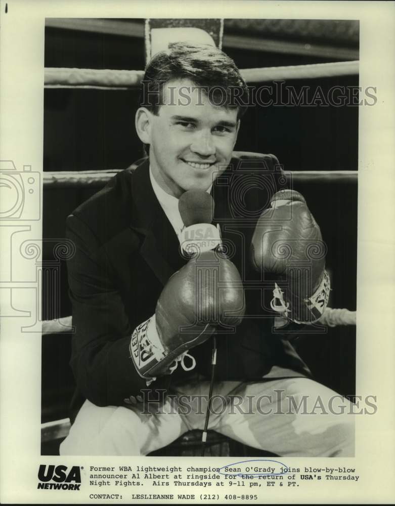 1989 Press Photo Former boxing champion Sean O&#39;Grady hosts USA&#39;s boxing show- Historic Images