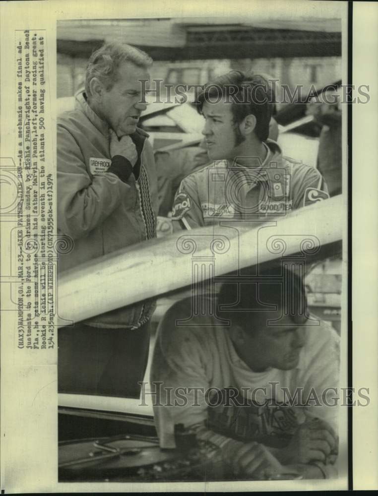 1974 Press Photo Atlanta 500 race driver Riche Panch and father Marvin Panch- Historic Images