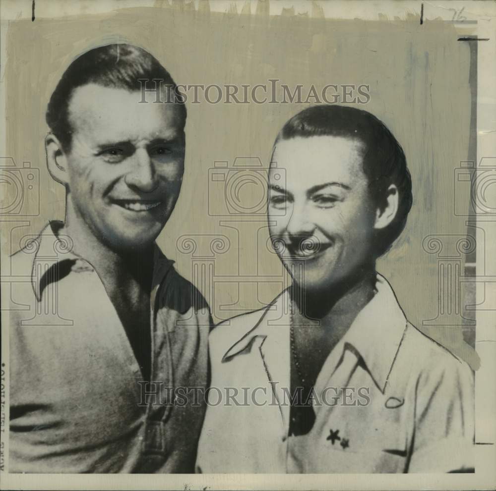 1950 Press Photo Tennis star Gussie Moran and ex-boyfriend Anthony Davenport- Historic Images