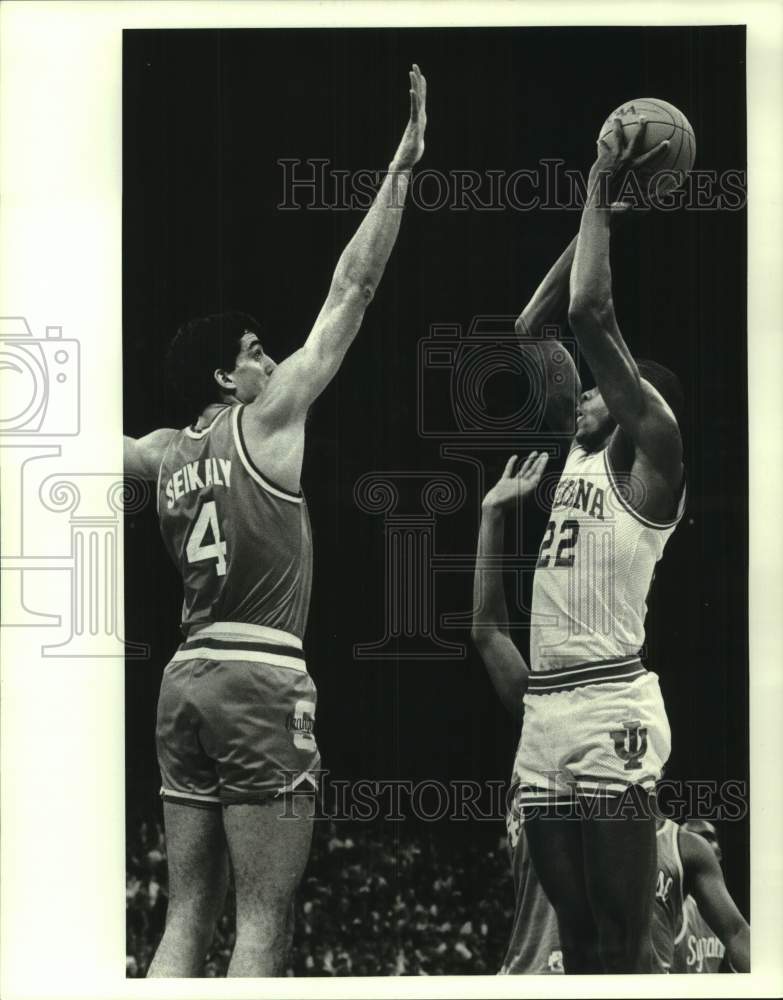 1987 Press Photo Indiana and Syracuse play college basketball- Historic Images