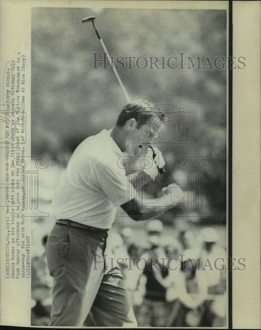 1967 Press Photo Golfer Bobby Nichols plays the Masters in Augusta, Georgia- Historic Images